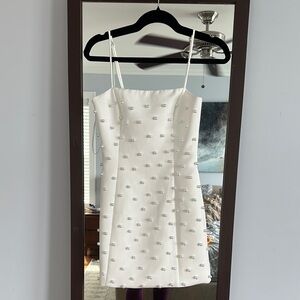 Nasty Gal ivory pearl mini dress